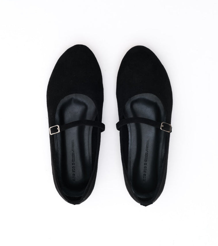 black suede caprice flats 